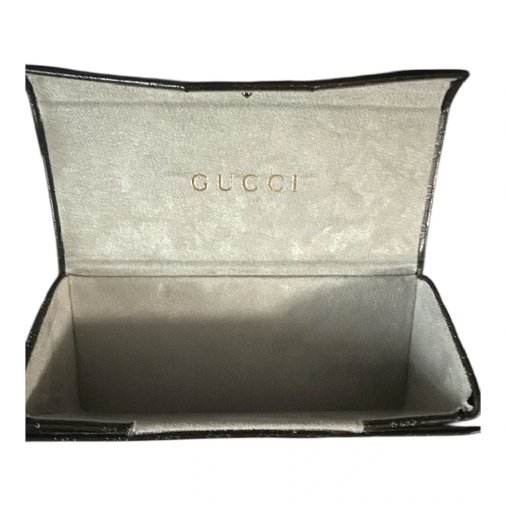 Gucci GG Guccissima Brown Foldable Eyeglass Sunglasses‎ Case w/ Cloth Card
